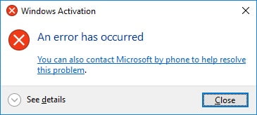 ارور اکتیو ویندوز 10 Activation error1