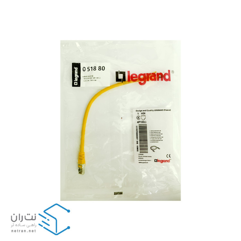 پچ کورد لگراند (کابل لن) Cat6 SFTP روکش PVC زرد 30 سانتی متری (0.3m)