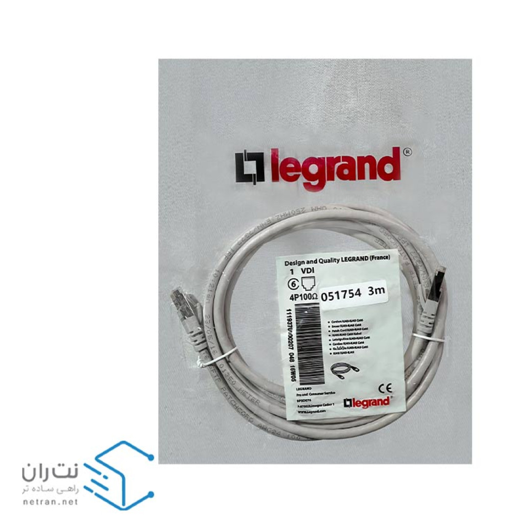 پچ کورد لگراند (کابل لن) Cat6 SFTP روکش PVC طوسی 3 متری