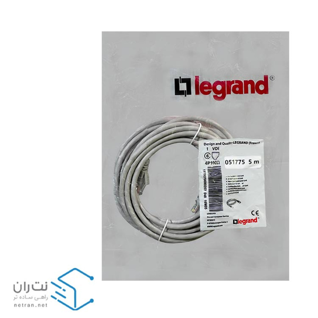 پچ کورد لگراند (کابل لن) Cat6 UTP روکش PVC طوسی 5 متری