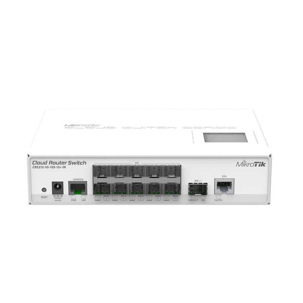 قیمت و خرید سوییچ شبکه 10 پورت میکروتیک مدل CRS212-1G-10S-1S+IN | نت ران