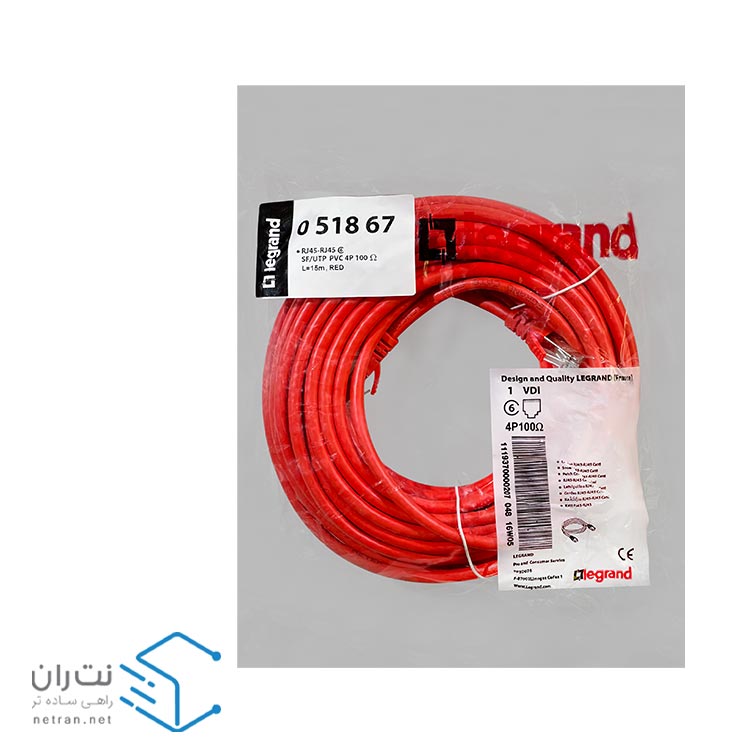 پچ کورد لگراند (کابل لن) Cat6 SFTP روکش PVC قرمز 15 متری-3