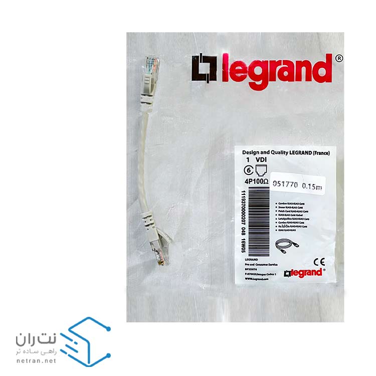 پچ کورد لگراند (کابل لن) Cat6 UTP روکش PVC طوسی 15 سانتی متری-4