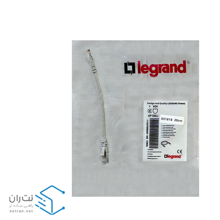 خرید پچ کورد لگراند Cat6 UTP روکش PVC طوسی 20 سانتی متری