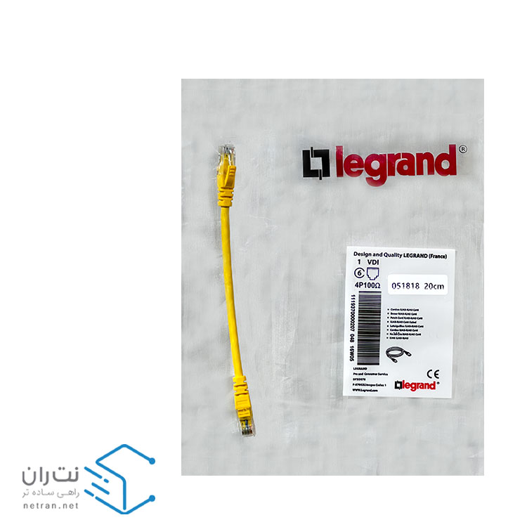 پچ کورد لگراند (کابل لن) Cat6 UTP روکش PVC زرد 20 سانتی متری (0.2m)-3