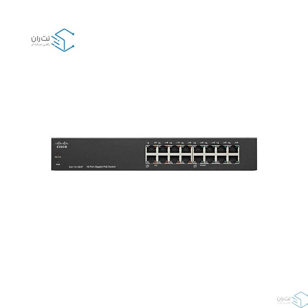 قیمت و خرید سوییچ شبکه 16 پورت سیسکو مدل SG110-16HP | نت ران