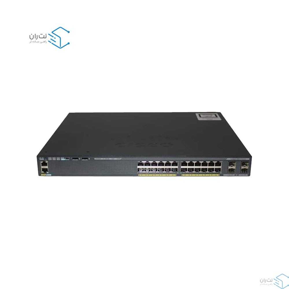 قیمت و خرید سوییچ شبکه 24 پورت + 4 پورت SFP سیسکو مدل WS-C2960X-24PS-L | نت ران