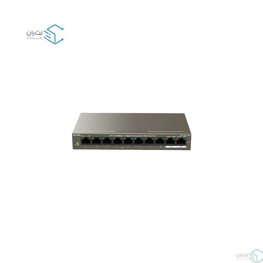 قیمت و خرید سوییچ شبکه 8 پورت POE تندا TEF1110P-8-102W | نت ران