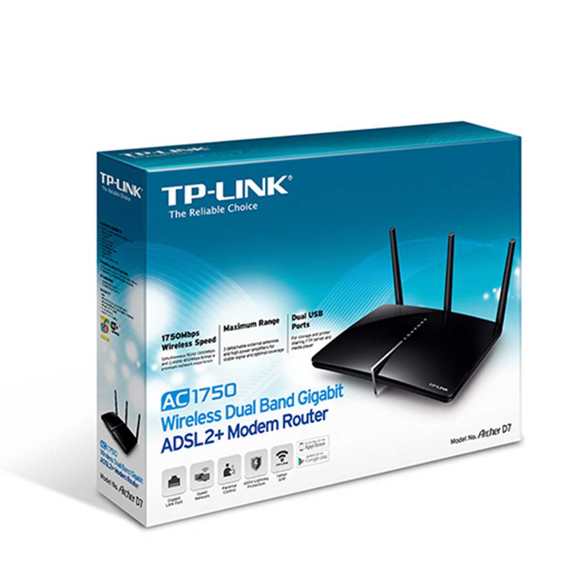 مودم روتر دو بانده‌ی بی‌سیم +ADSL2 تی پی لینک Archer D7-4