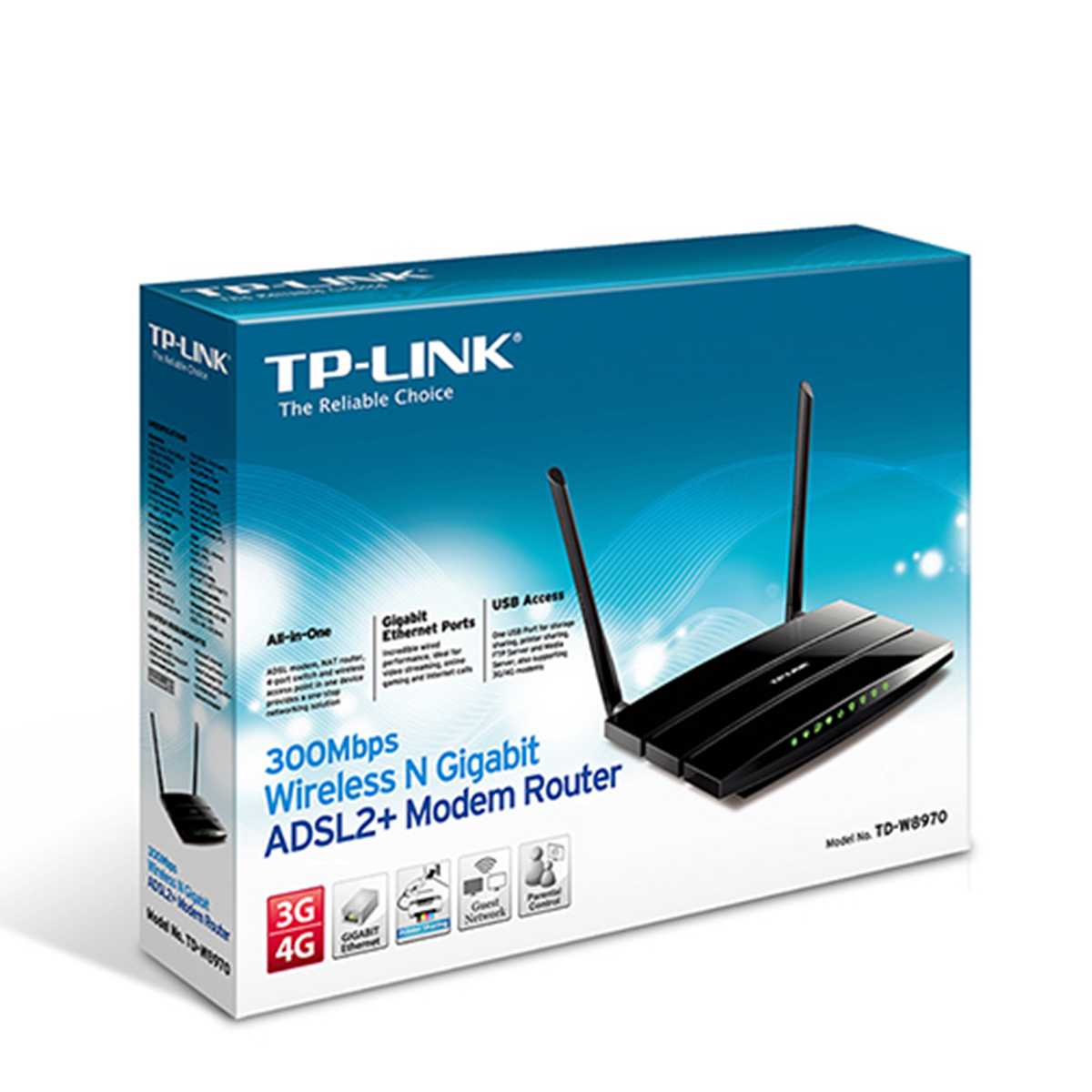 مودم روتر بی‌سیم +ADSL2 تی پی لینک مدل TD-W8970-3