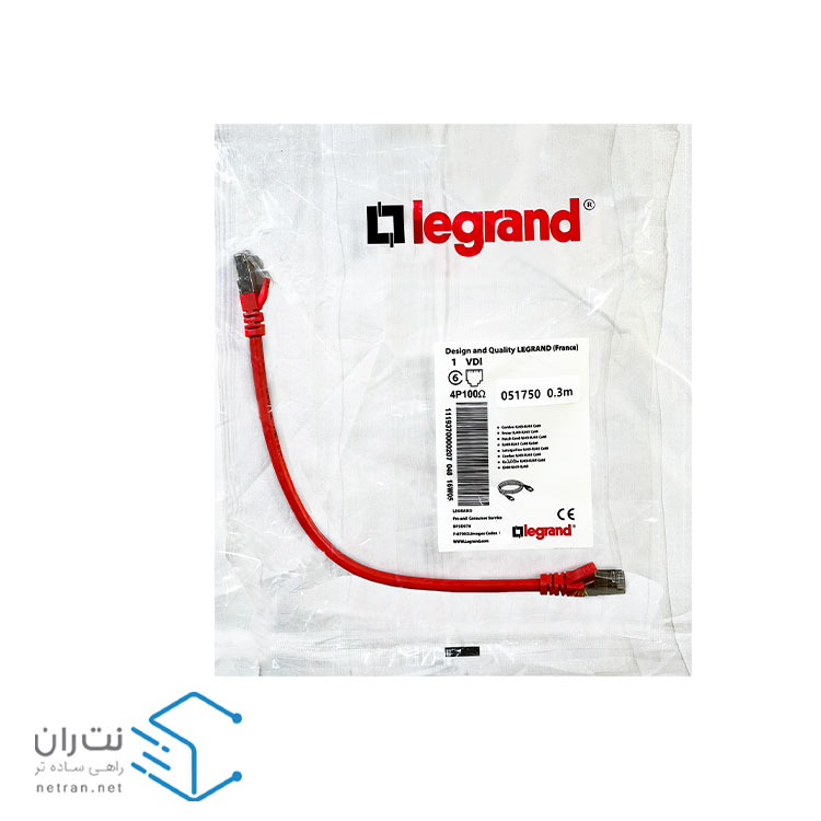 پچ کورد لگراند (کابل لن) Cat6 SFTP روکش PVC قرمز 30 سانتی متری (0.3m)-3