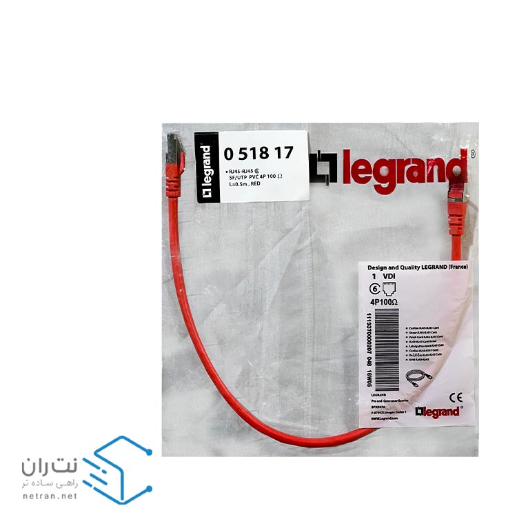 پچ کورد لگراند (کابل لن) Cat6 SFTP روکش PVC قرمز 50 سانتی متری (0.5m)-3