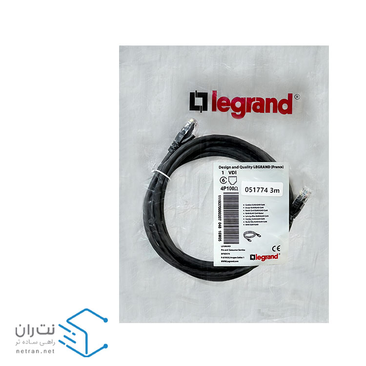 پچ کورد لگراند (کابل لن) Cat6 UTP روکش PVC مشکی 3 متری-2