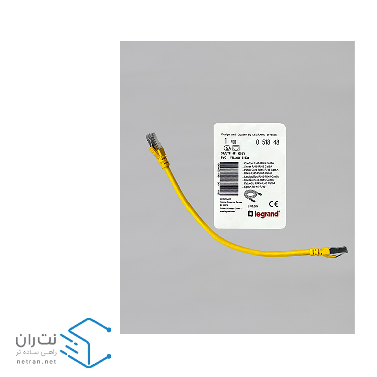 پچ کورد لگراند (کابل لن) Cat6a SFTP روکش PVC زرد 30 سانتی متری (0.3m)-2