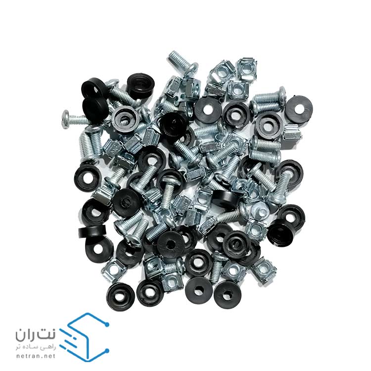 پیچ و مهره رک گژنات کروم و واشر بسته 100 عددی ونتولینک-3