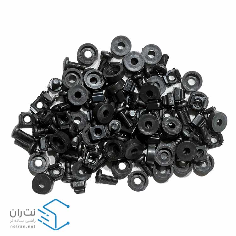 پیچ و مهره رک گژنات مشکی و واشر بسته 100 عددی ونتولینک-2