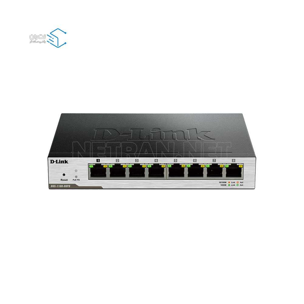 قیمت و خرید سوییچ شبکه 8 پورت PoE دی لینک مدل DGS-1100-08PD | نت ران
